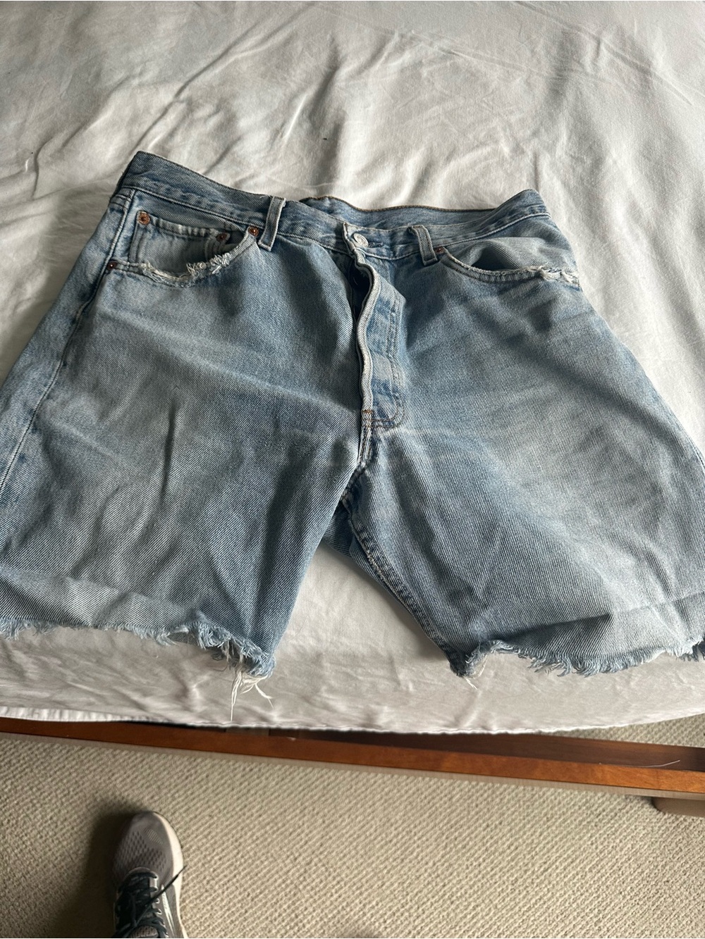 Levi's Light Blue Distressed Jean Shorts